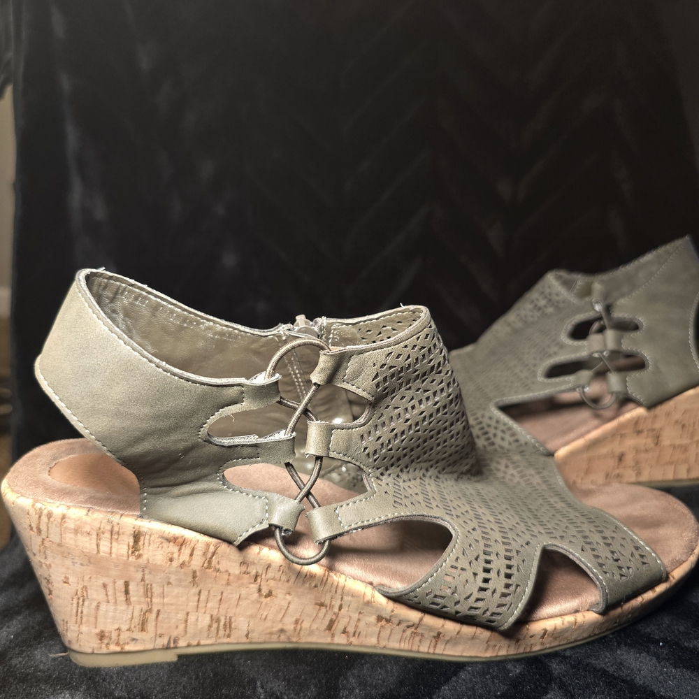 Olive Green Wedge Sandals 12W